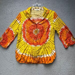 Colorful Button Up Shirt Womens Size 14 Uana Long Sleeve